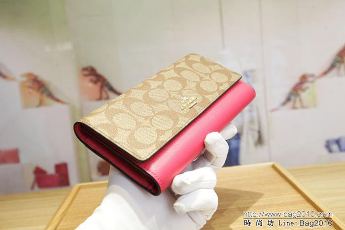 COACH蔻馳 原單 Coach53763 女士三折大手包 專櫃用料PVC拼頭層牛皮 專櫃爆款  Chz1194